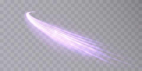 Purple flash light trail Christmas trail of a shooting star, shining light effects. © Valeriia