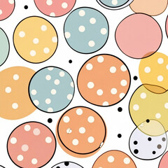 Seamless Polka Dotted Pattern With Colorful Circles Background