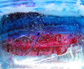red and blue ice in the snow