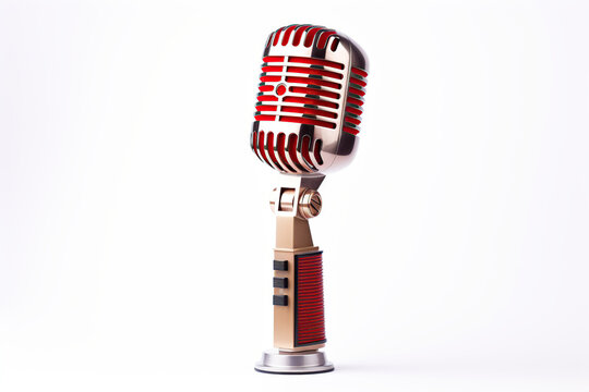 Retro style microphone on white background