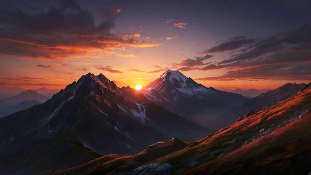 sunset in the mountains