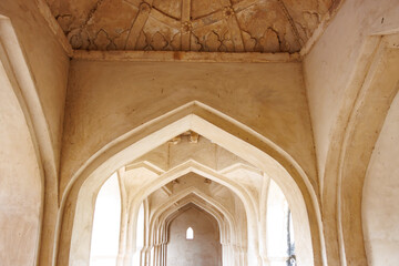 Interior of Queen's Bath in Hampi, Karnataka, India, Asia