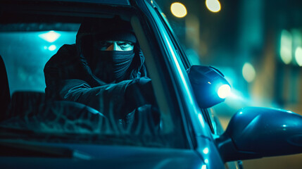 the car robber  in night street