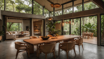 Fototapeta na wymiar Modern luxury wooden kitchen 