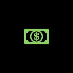 Money icon. Dollar Money icon isolated on black background