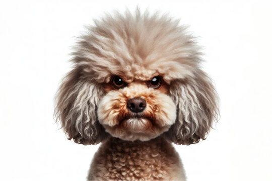 Angry disgruntled Poodle dog Isolated on white background. ai generative