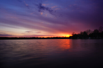 sunset over lake