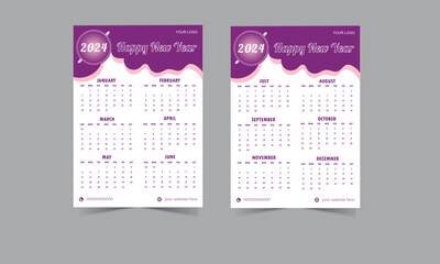 2024 New year desk calendar design template