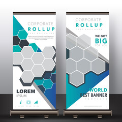 Vector corporate polygonal roll up banner