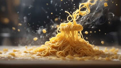 pasta with soft steam coming out of it