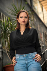 Traditional Christmas portrait of a young girl