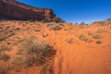 hiking in the monument valley, arizona, usa
