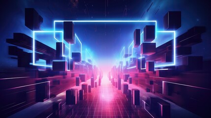3D abstract square line speed background