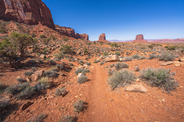 hiking in the monument valley, arizona, usa