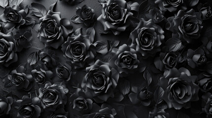 Black roses background  - obrazy, fototapety, plakaty