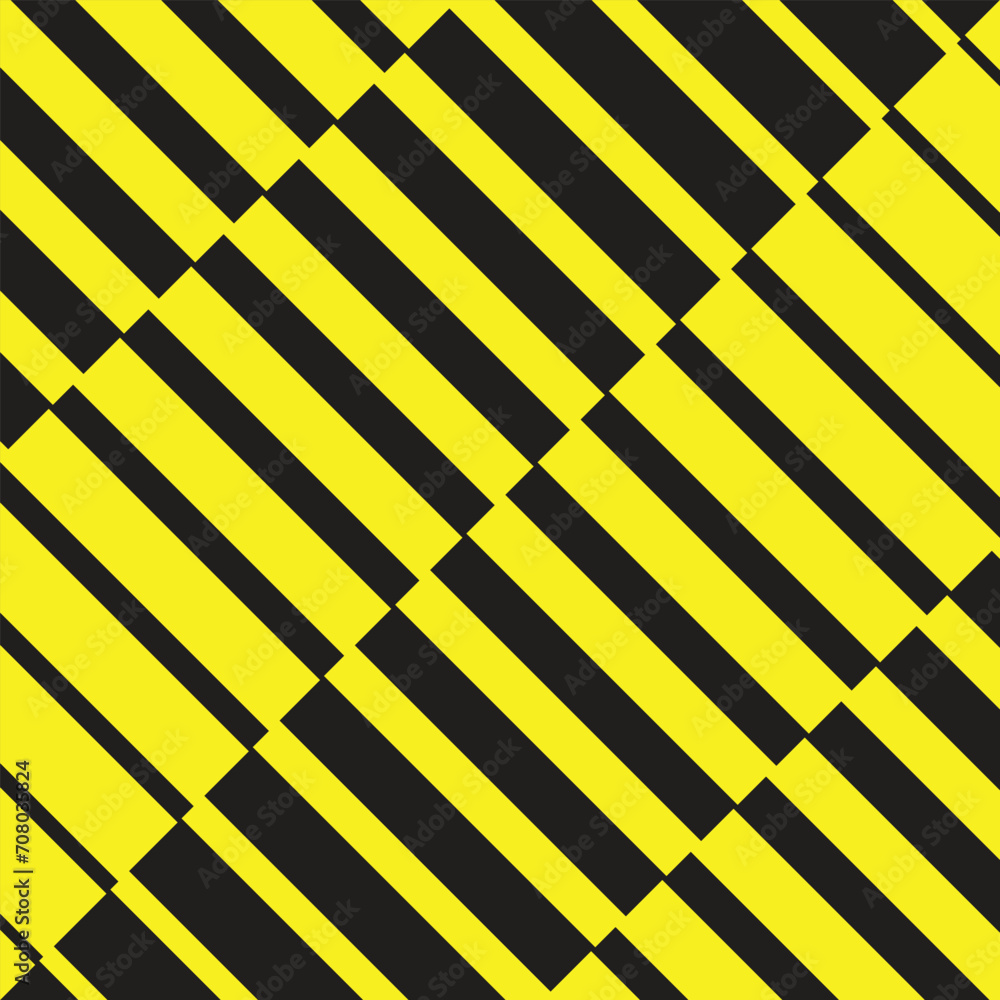 Poster abstract monochrome geometric yellow thin to thick line pattern on black.