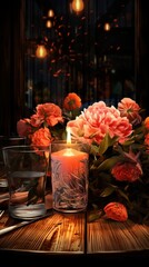 Illustration of a romantic dinner table UHD wallpaper