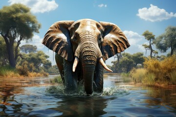 Fototapeta premium elephant in the water