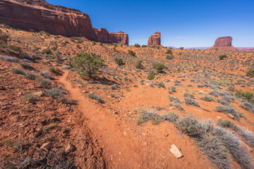 hiking in the monument valley, arizona, usa
