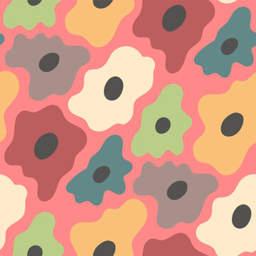 vector dodle freeform earth tone colors seamless pattern.