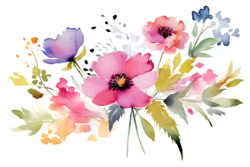 Poster watercolor illustration of flowers isolated © simple words