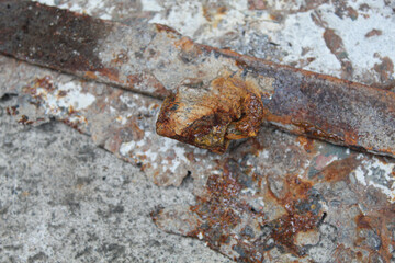Corroded and damaged metal hinges
