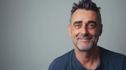 Obraz premium Portrait of a happy man on white background, professional photograhpy