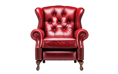 Isolated Classic Red Leather Recliner Isolated on Transparent Background PNG.