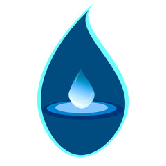 Fototapeta premium In a blue drop-shaped frame there is a drop of water 