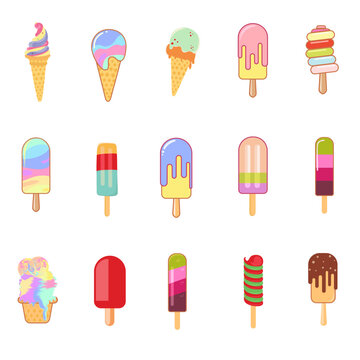 Vector flat ice cream collection.