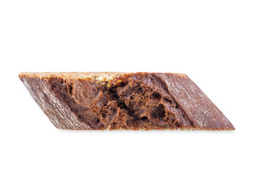 Rye bread with garlic sprinkled on a white isolated background