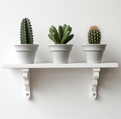 Classic White Shelf with Cacti Collection