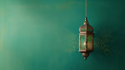 a copy space background themed Eid Al-Fitr with hanging lantern