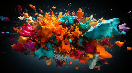 Fototapeta na wymiar Colored shapes explosion decoration design art