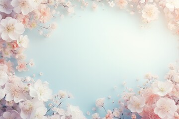 A serene blue background serves as the backdrop for elegant white and pink flowers, creating a harmonious and soothing visual display of natures beauty