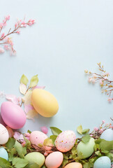 Easter eggs and spring decor. AI
