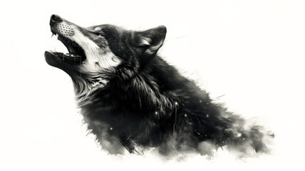 howling wolf isolated on transparent background. PNG. 