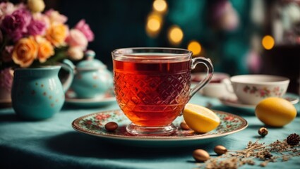 Tea in a glass cup 
