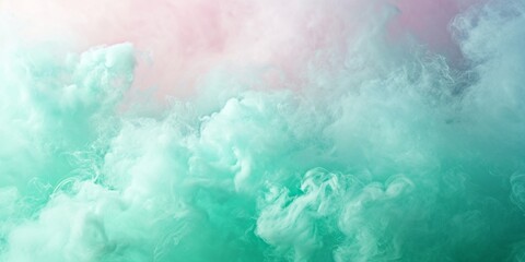 Texture of cotton candy, closeup, shiny celebration smoky fluffy texture pastel pink and mint green color backgrounds. - obrazy, fototapety, plakaty