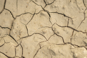 Dried ground because of lack of water. Lack of water crisis. The climate changes effects. Dried ground background and texture.