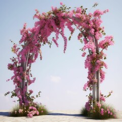 arch decorated with fresh flowers colorful 