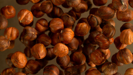 Freeze Motion Shot of Flying Hazelnuts, Close-up