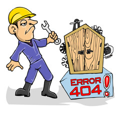error 404 under construction vector hand draw illustration on white background