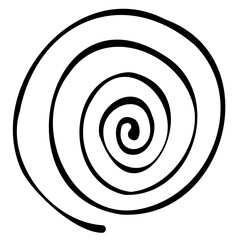 black doodle line twisted in a circle into a spiral
