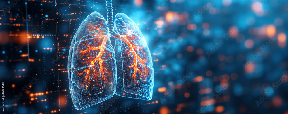 Wall mural abstract view of human lungs. concept of respiratory system and pulmonary anatomy disease treatment.