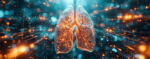 Abstract view of human lungs. Concept of respiratory system and pulmonary anatomy disease treatment. - obrazy, fototapety, plakaty