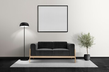 Mockup of a painting on the wall in a modern stylish interior.
