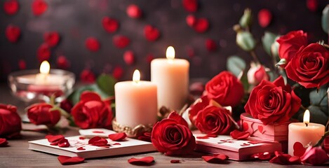 candles and rose petals