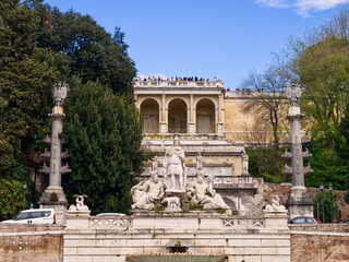 Fototapeta na wymiar Rome, Italy - April 17, 2023: Park of Villa Borghese in Pincio Gardens, Rome, Italy. High quality photo