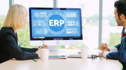 Fototapeta na wymiar ERP enterprise resource planning software for modish business to plan the marketing strategy